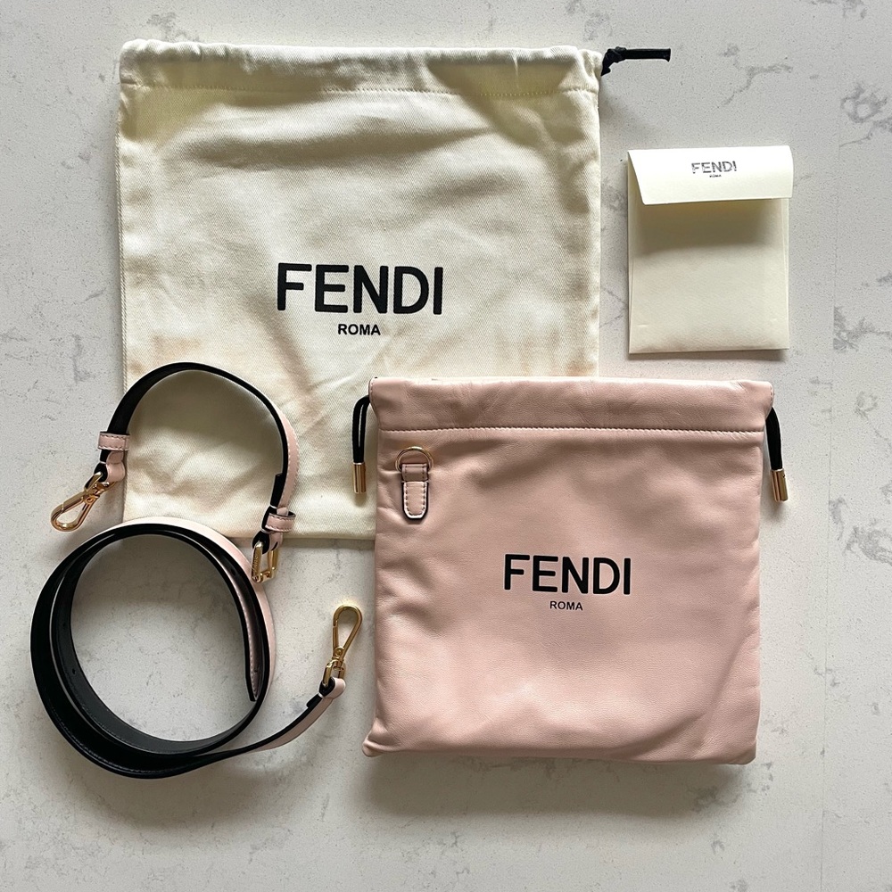 Authentic Fendi Sacchetto bag, light pink drawstring bag, like new (used once)
